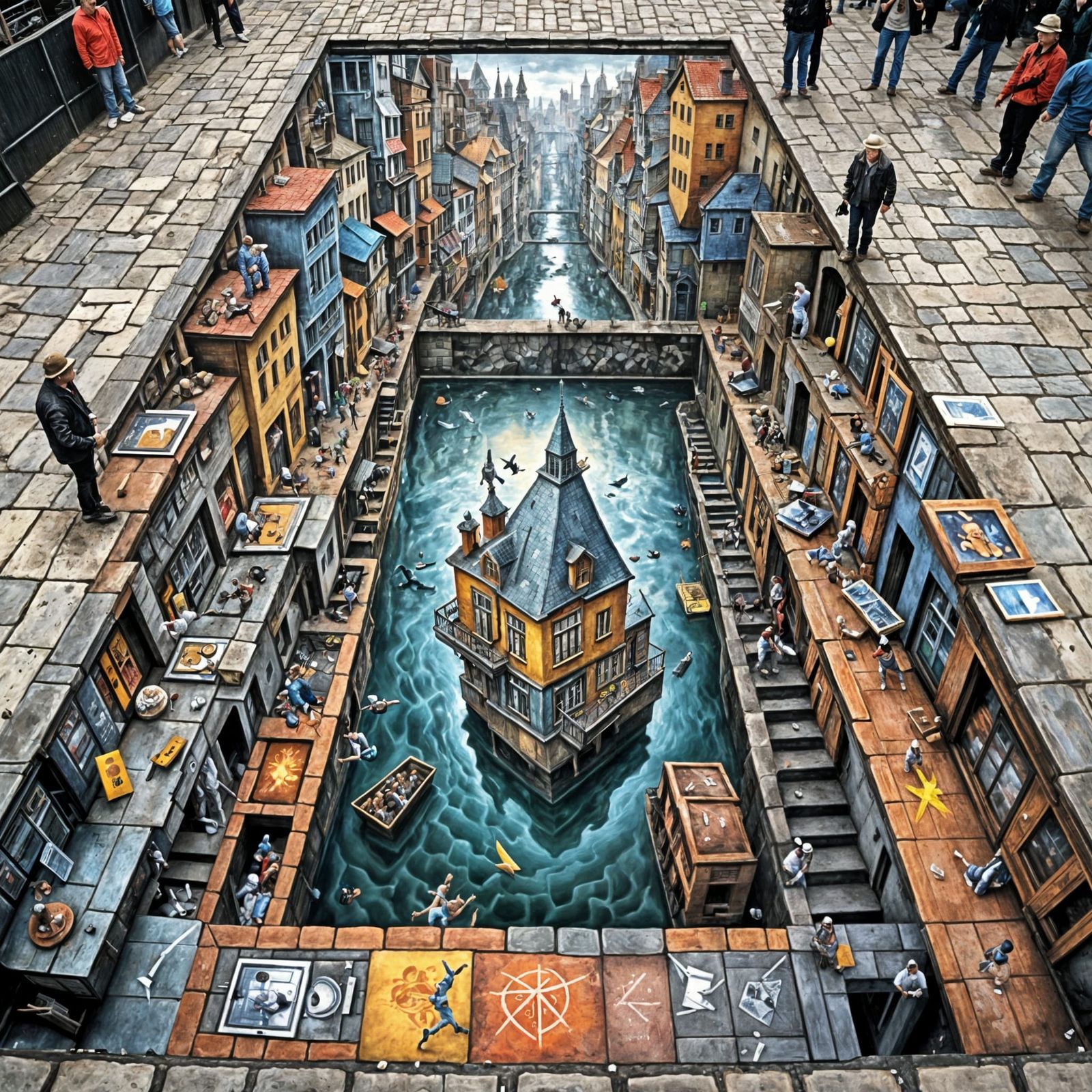 Distorted Reality Fencer in Trompe-l'Oeil Style