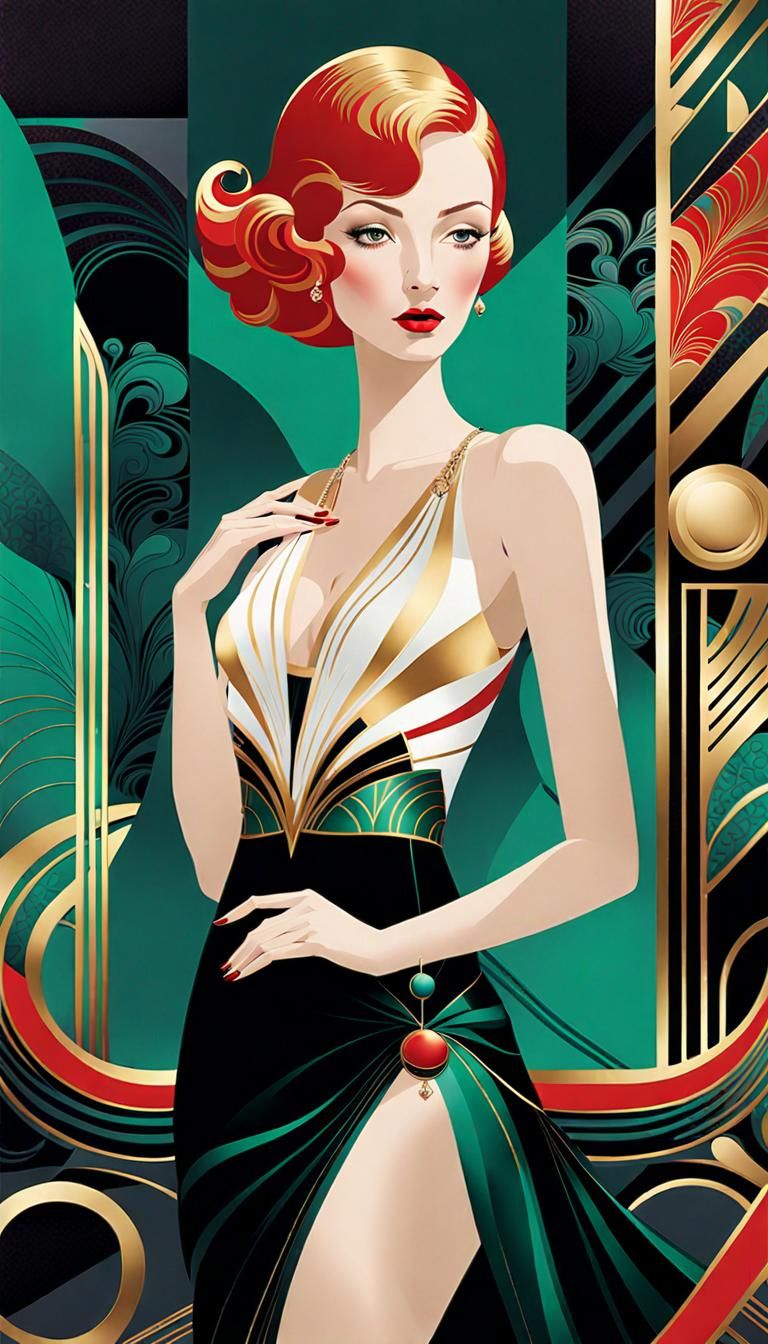 Elegant Winter Figure in Art Deco Style