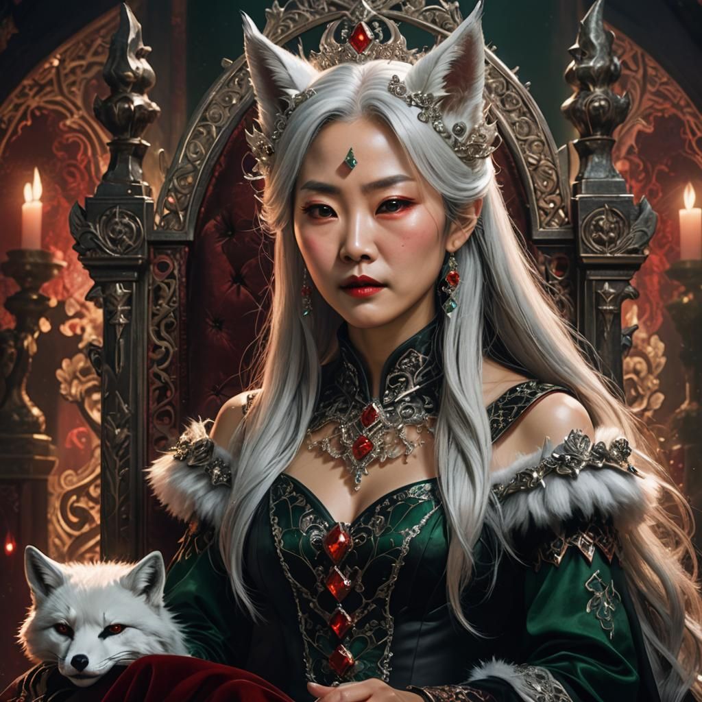 Vampire Queen with Fox Ears in Detailed Concept Art
