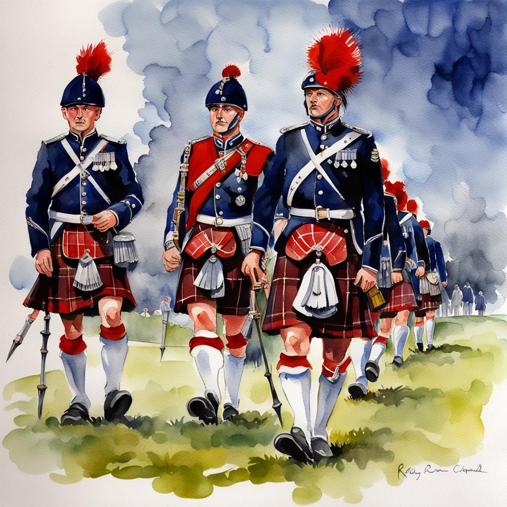 Royal Scots Dragoon Guards in kilts..