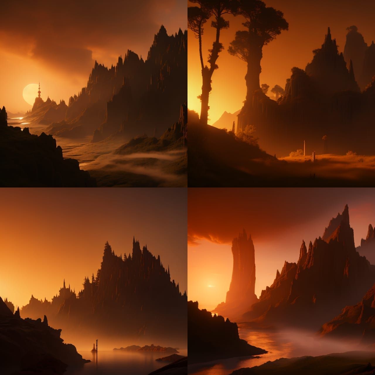 Fantastical Landscape in Deep Color, Matte Painting