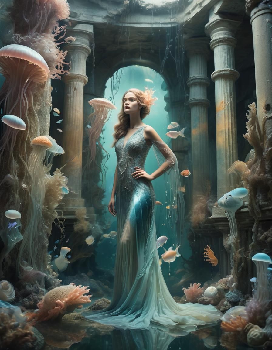 Underwater Queen in Surrealist Portrait