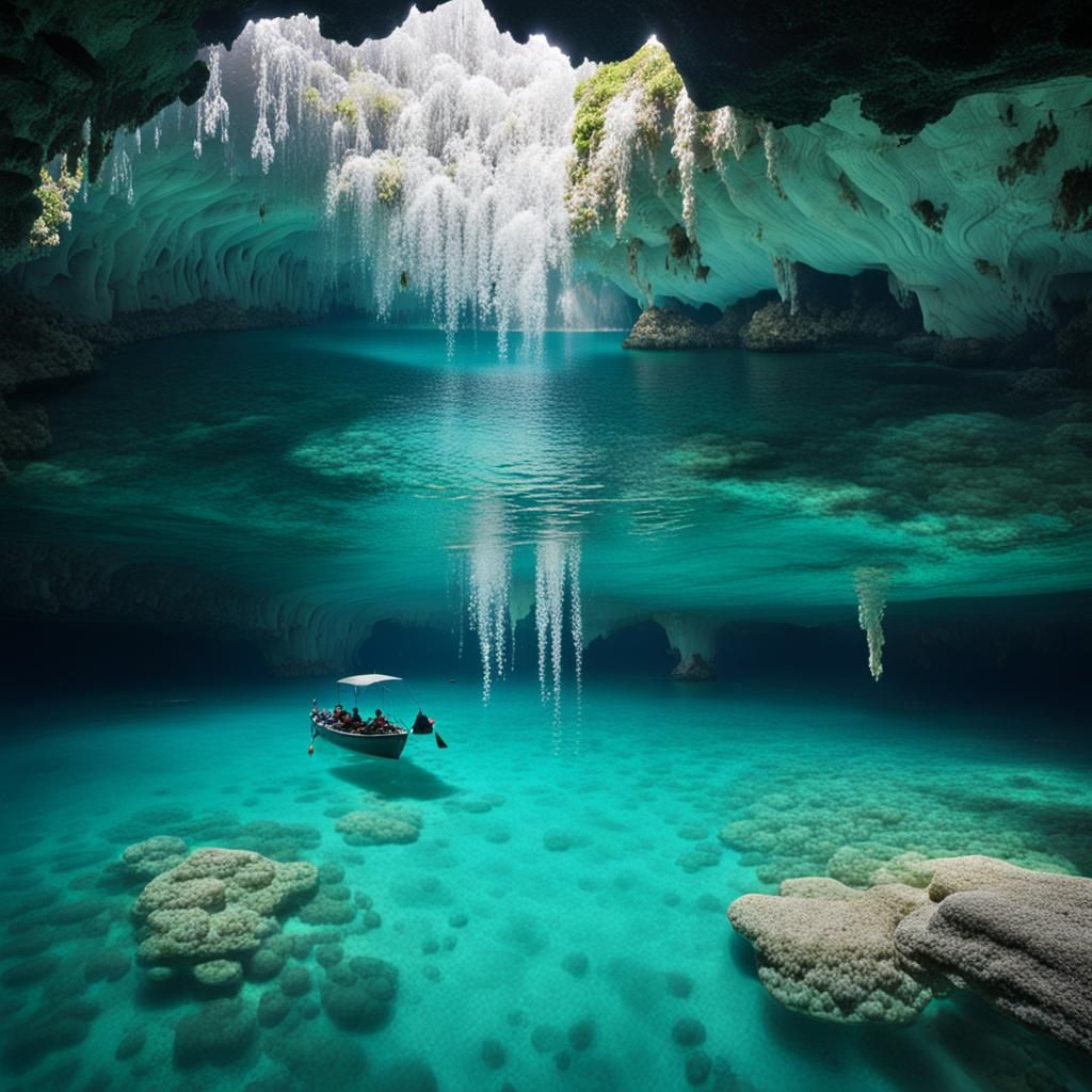 Cave Lagoon with Crystal Clear Water