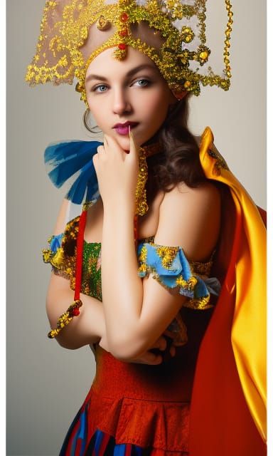 Venetian Carnival Harlequin Girl Portrait