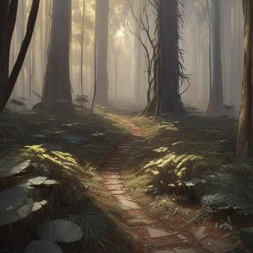 Psychedelic Post-Apocalyptic Eucalypt Forest Concept Art