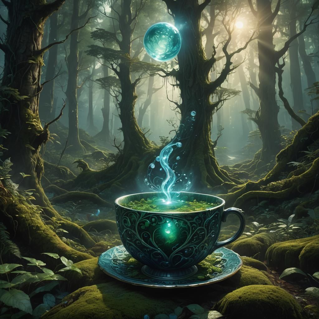 Cursed Cup in Mystical Forest: Fantasy Matte Painting