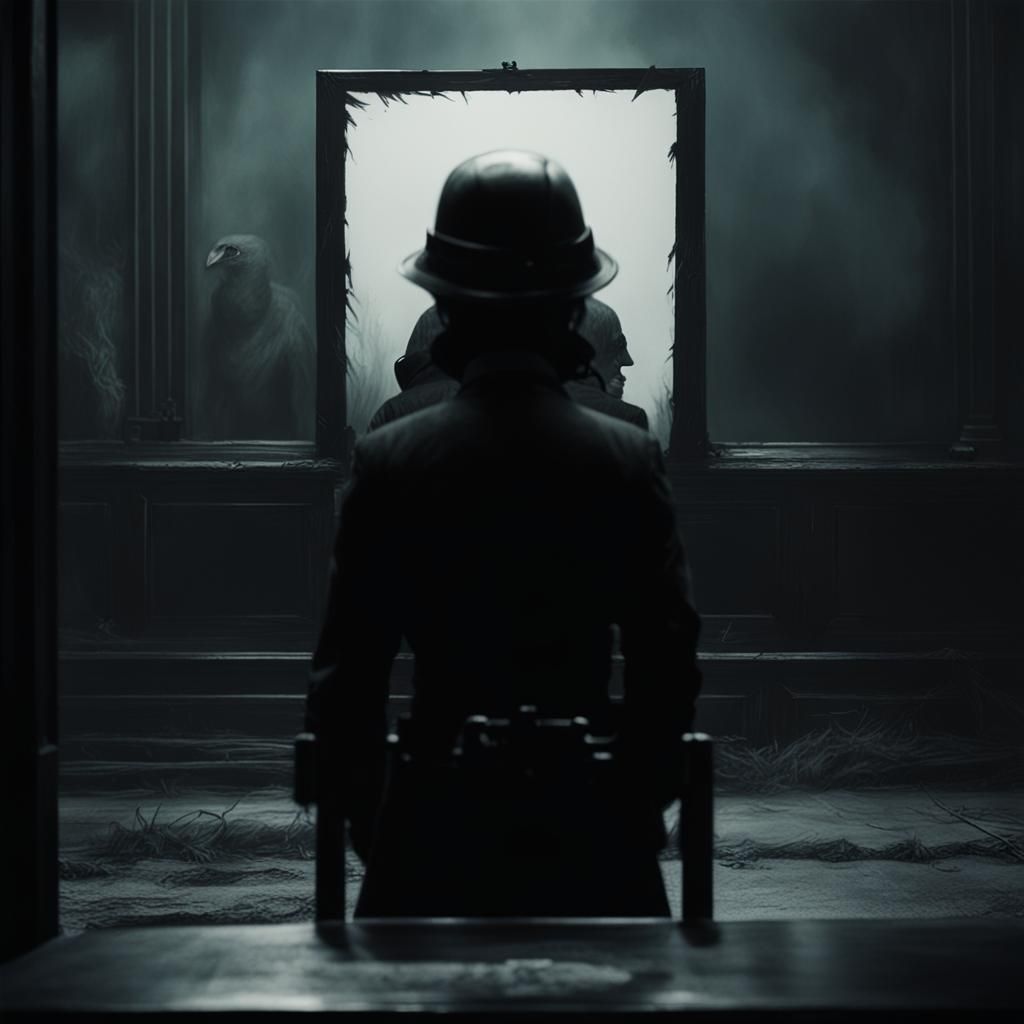 Sinister Figure in Charcoal Painting