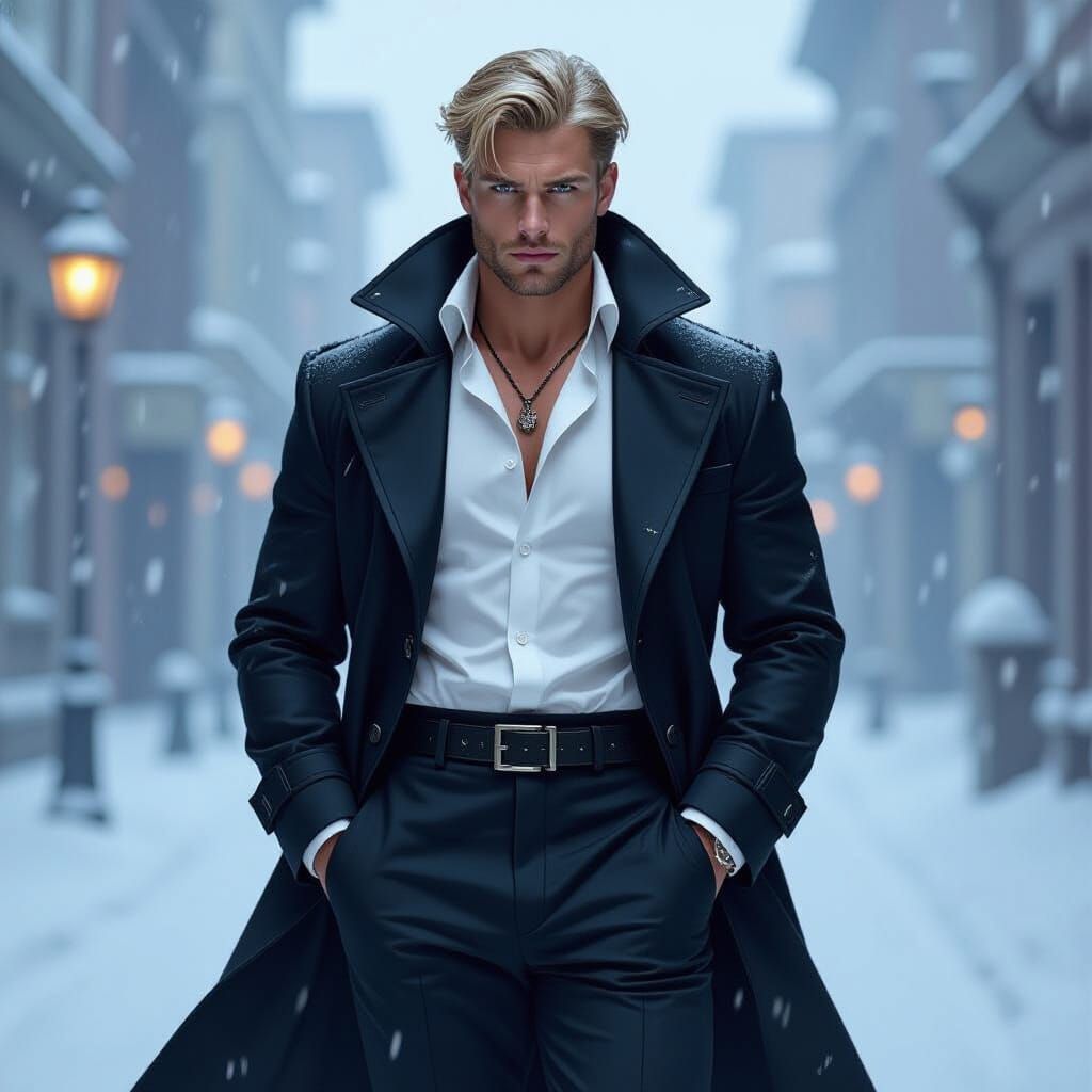 Snowstorm Portrait with Dramatic Lighting