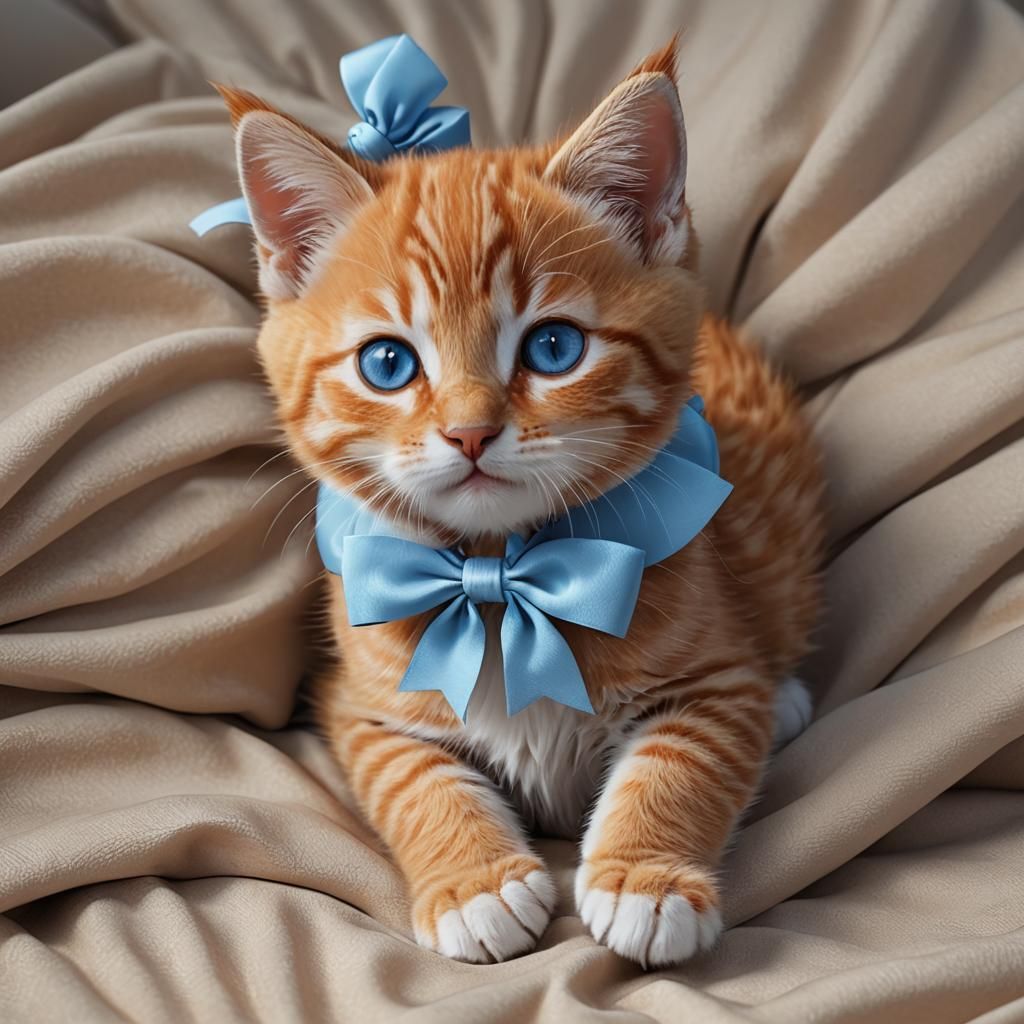 Adorable Orange Tabby Kitten in 3D Anime Style
