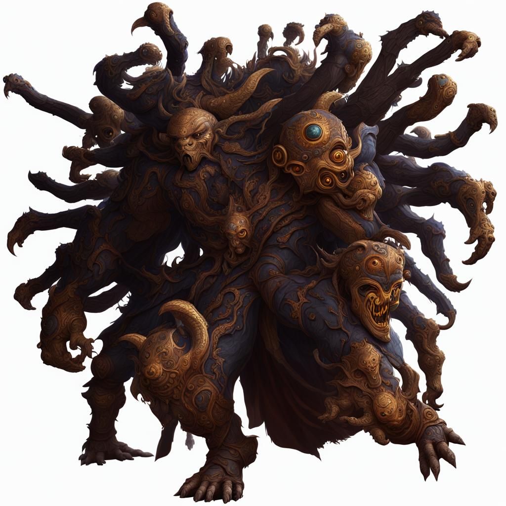 Hecatonchires: Giant with Hundred Arms in Ocher