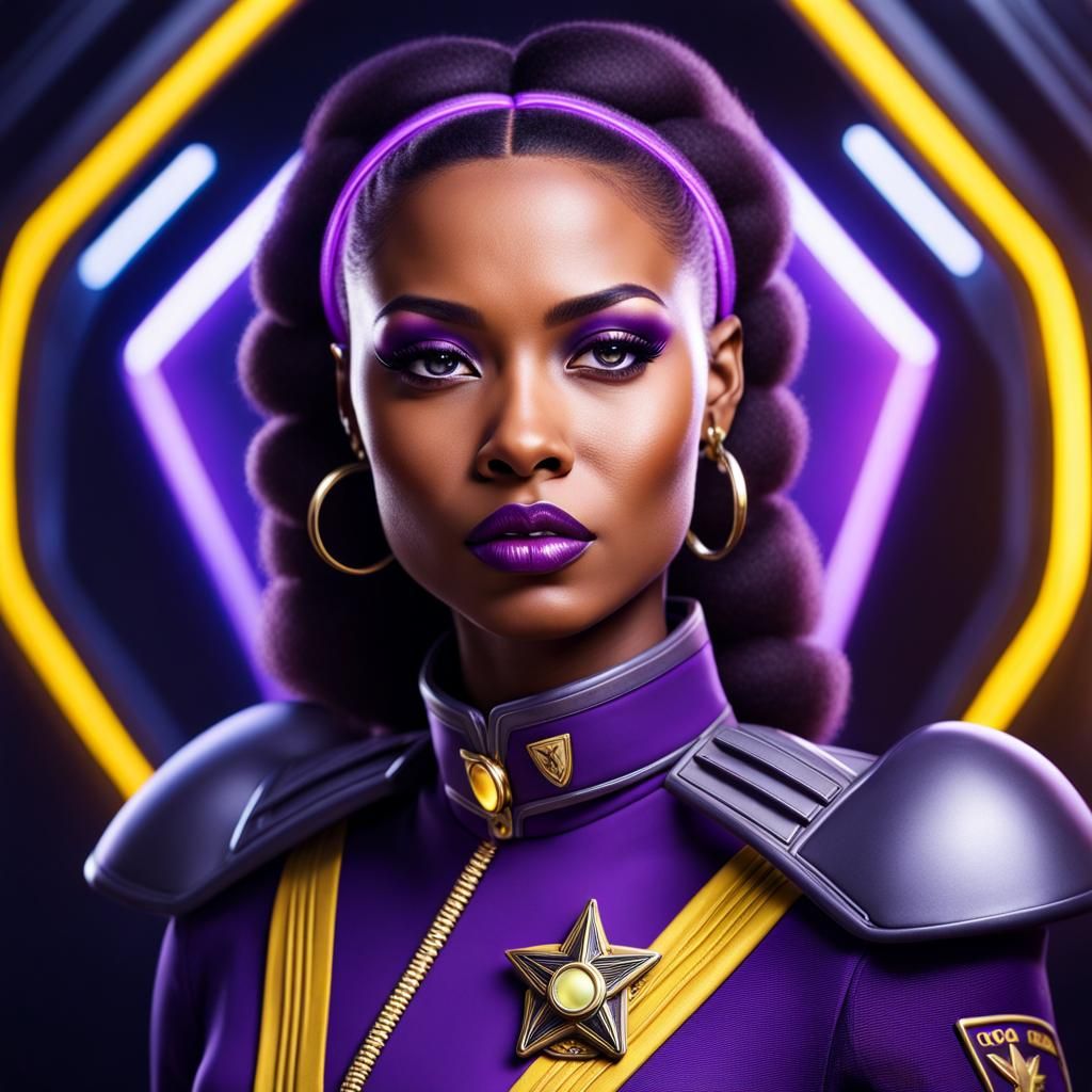 Afro-American Lieutenant in Futuristic Galactic Army