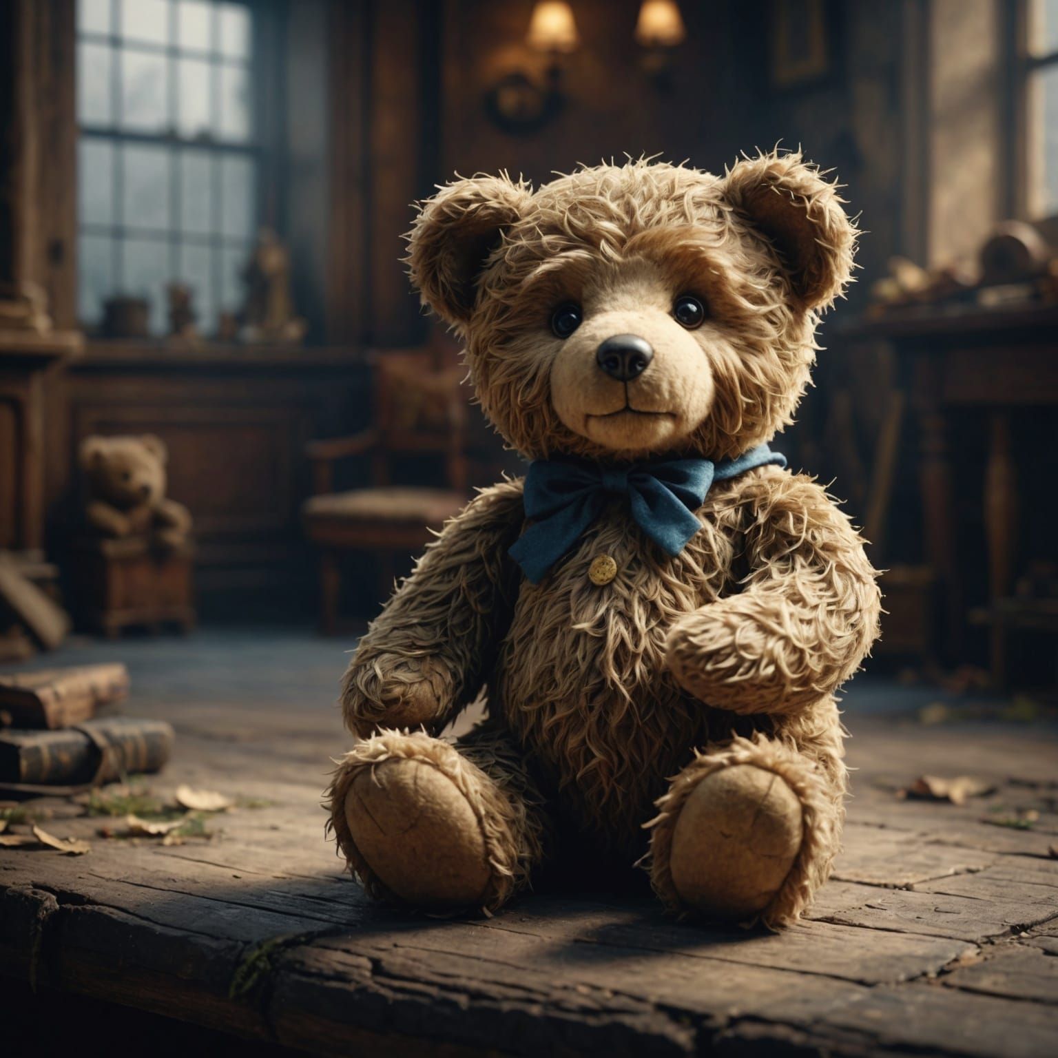 Lonely Teddy Bear in Dramatic Digital Painting