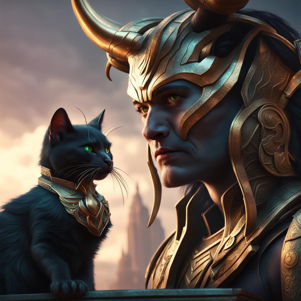 Loki Laufeison Transformed: A Fantastical Cat Portrait