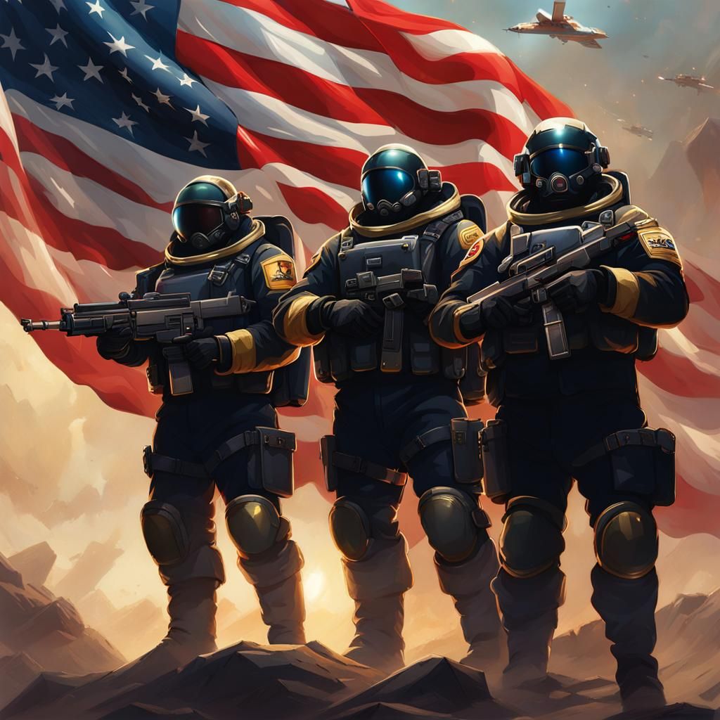 Helldivers Saluting the Flag