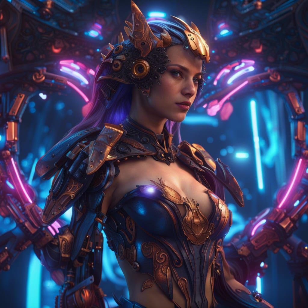 Detailed Cybergirl in Fantasy Concept Art