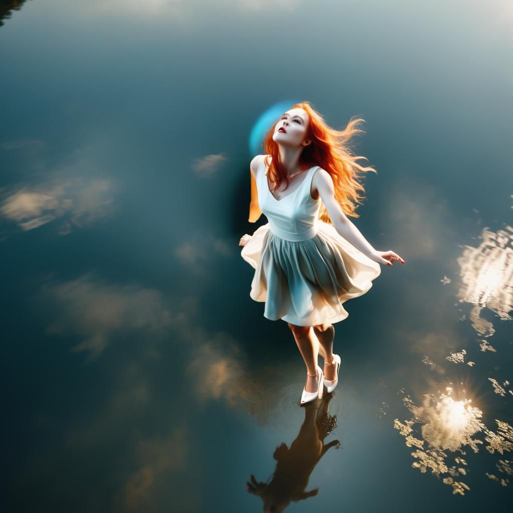 Woman Falling from Cliff in Cinematic Film Still