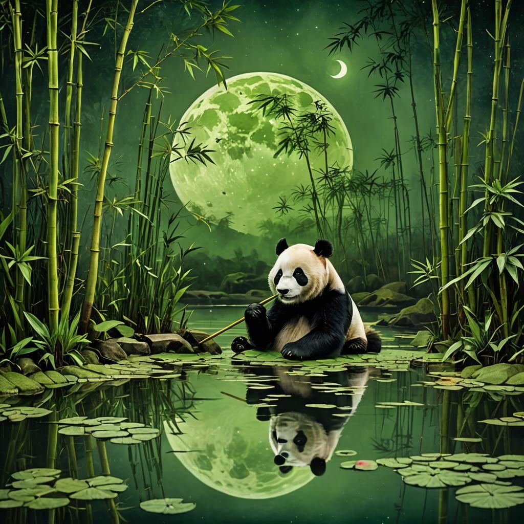 Panda in Bamboo pond