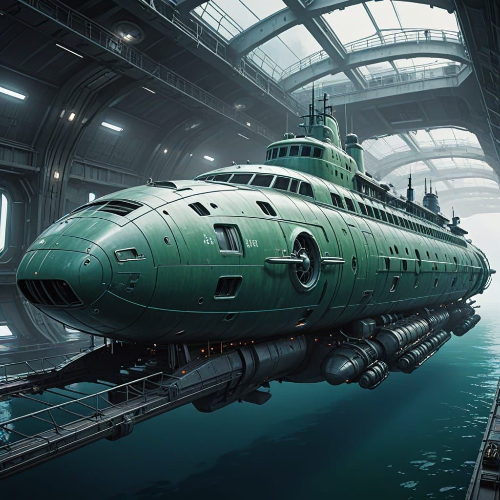 Futuristic Submarine Cruise Ship in Cel-Shaded Style
