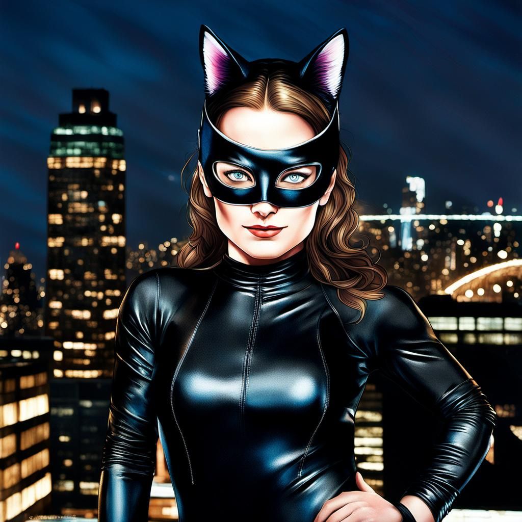 Woman in Catsuit Portrait, Art Nouveau Style