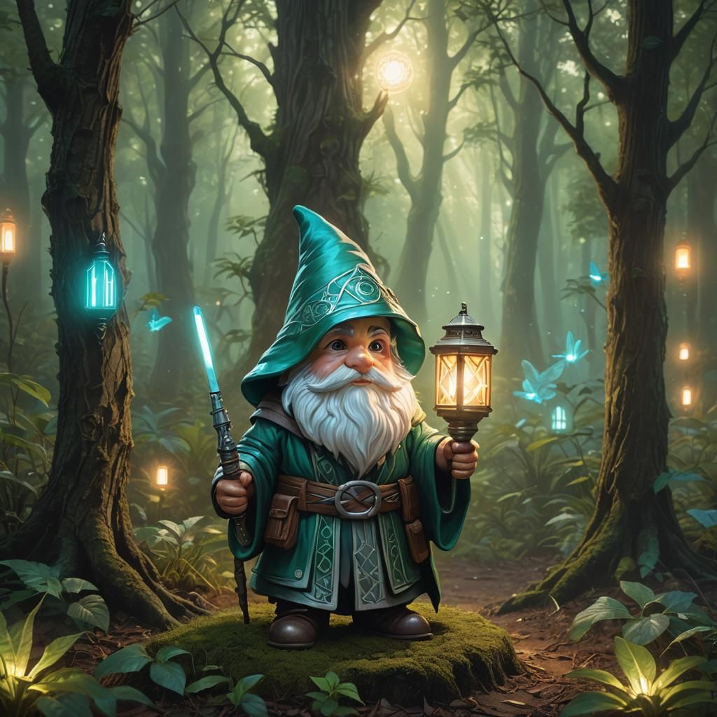 Jedi Garden Gnome in Mystical Forest