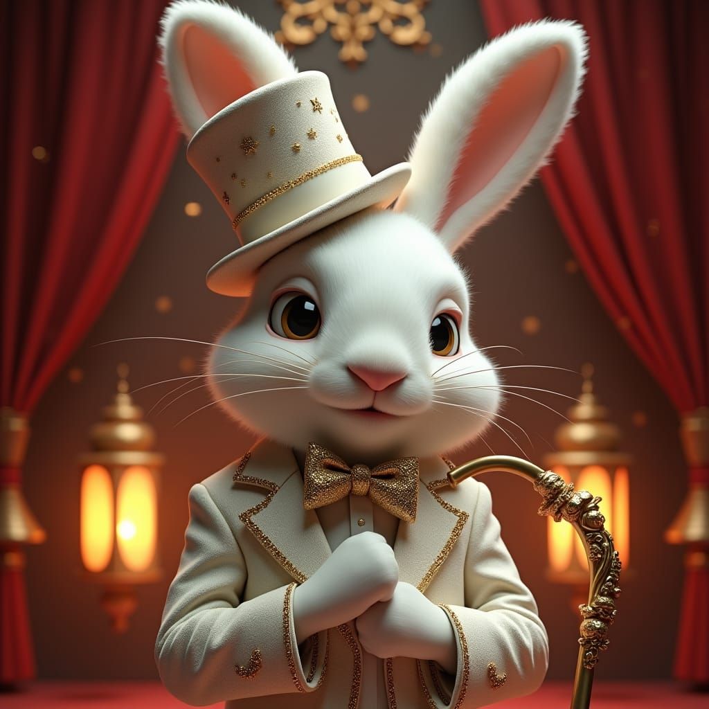 Art Deco Bunny in Vaudeville Setting