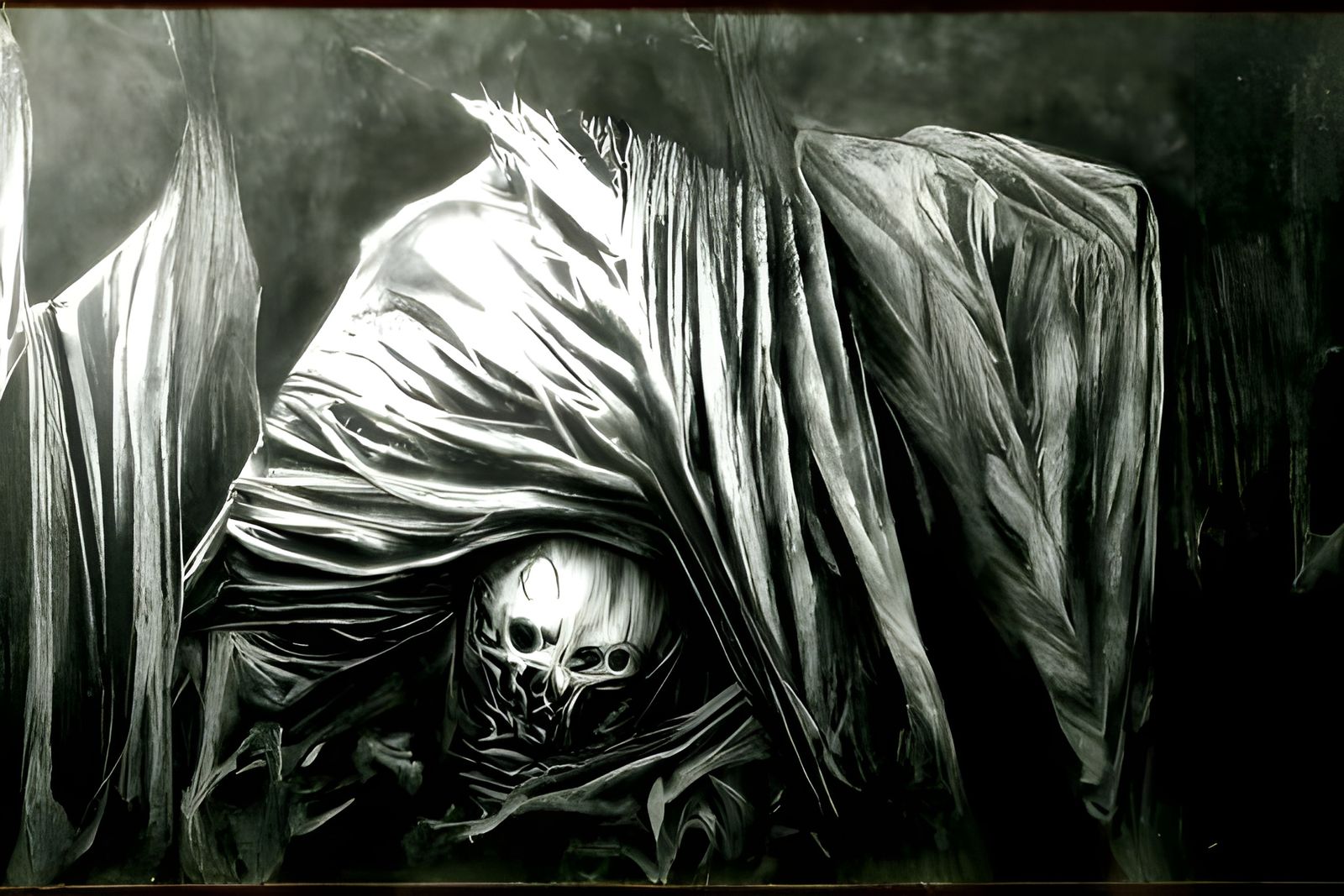 Sinister Figure in Hyperdetailed Charcoal Drawing