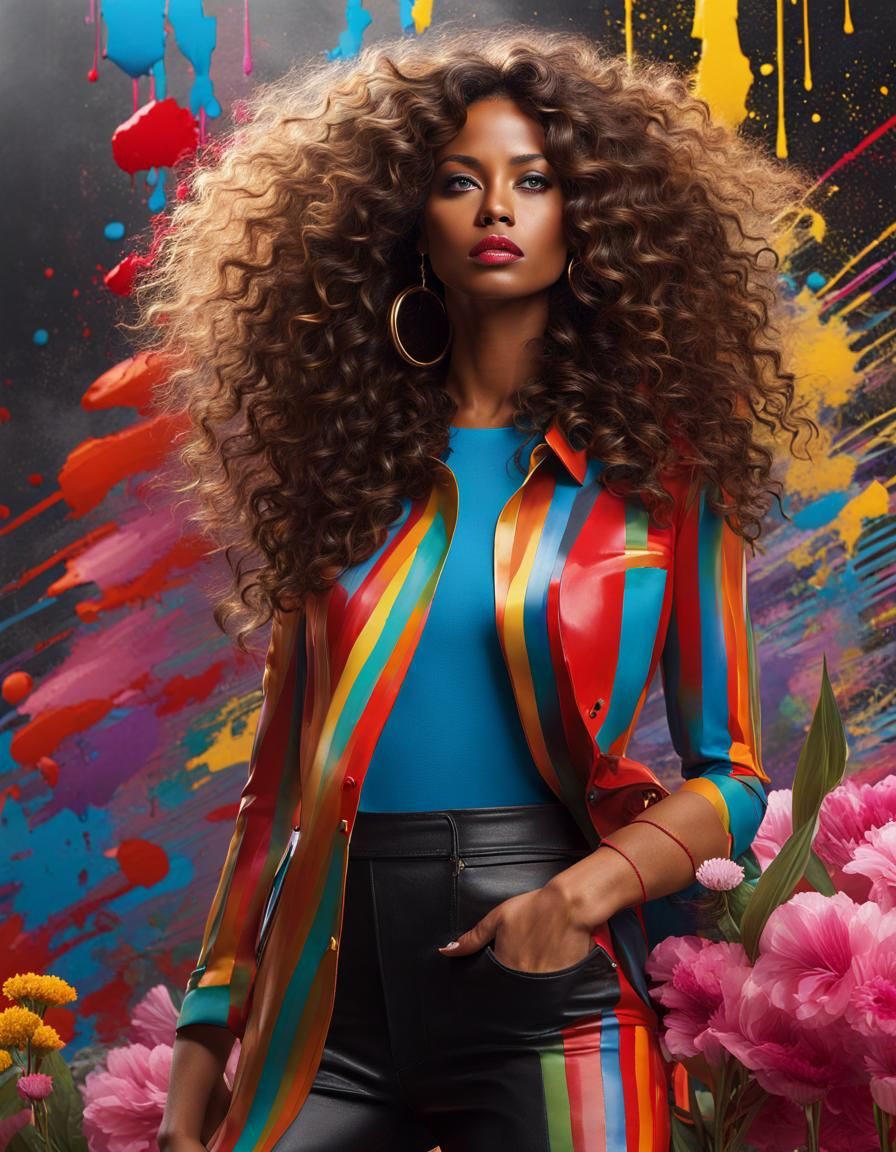 a woman in the style of funk art