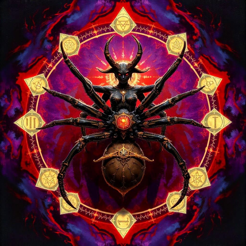 Spider Demoness in Painterly Fantasy Style