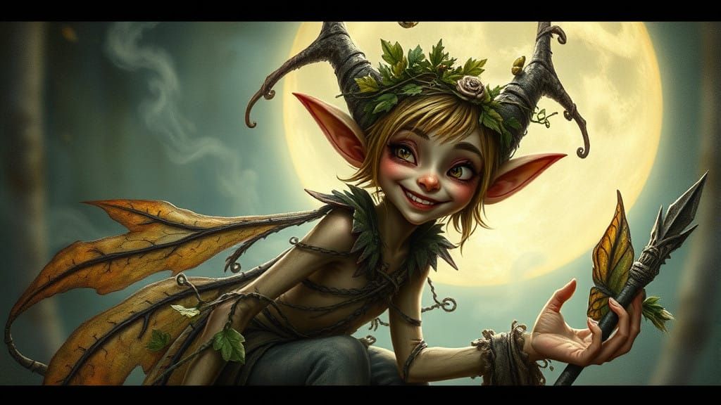 Mysterious Fae Trickster in Whimsical Faerie Art