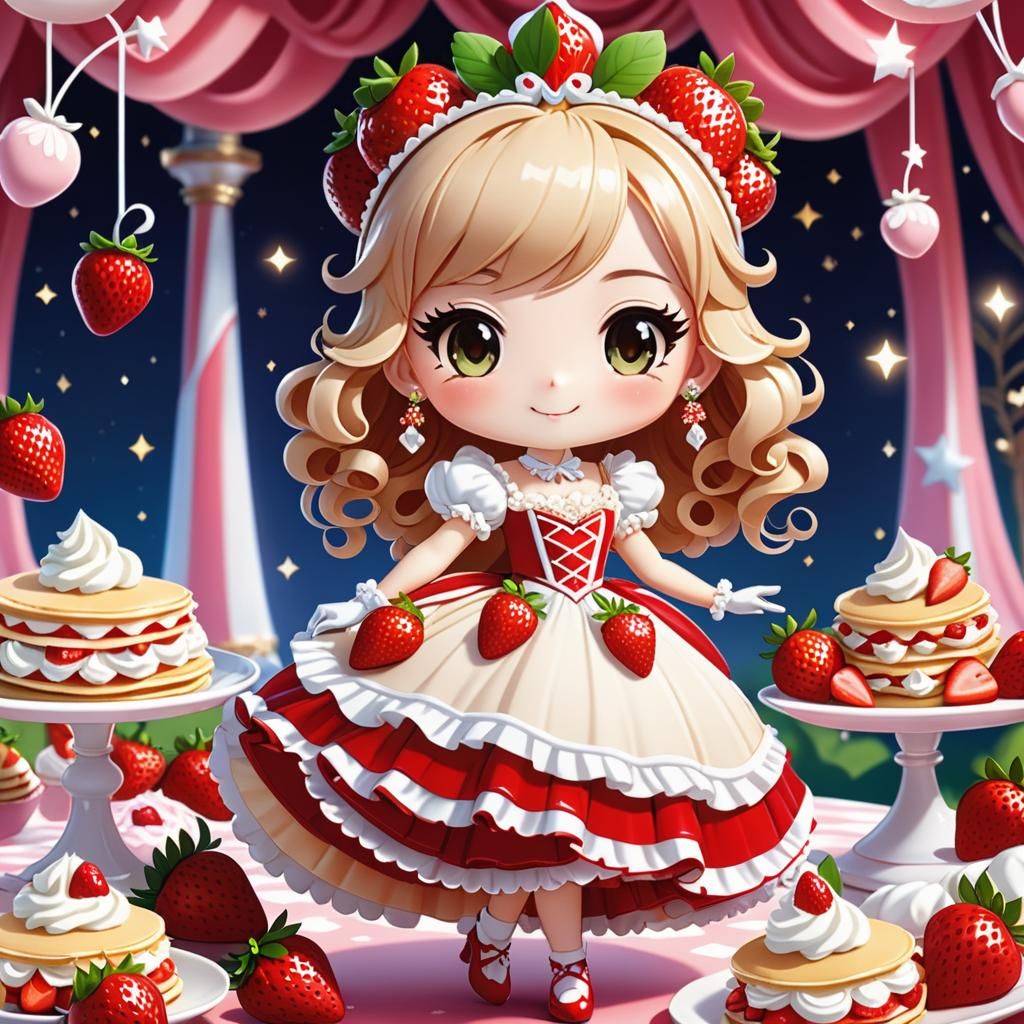 Strawberry and Crepe Girl in the Food World