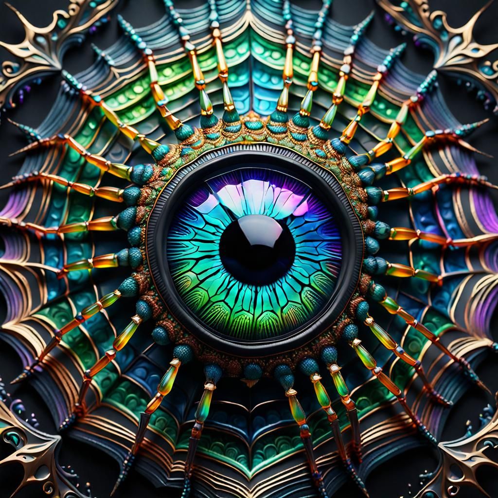 Iridescent Spider Mandala Eye in CGI