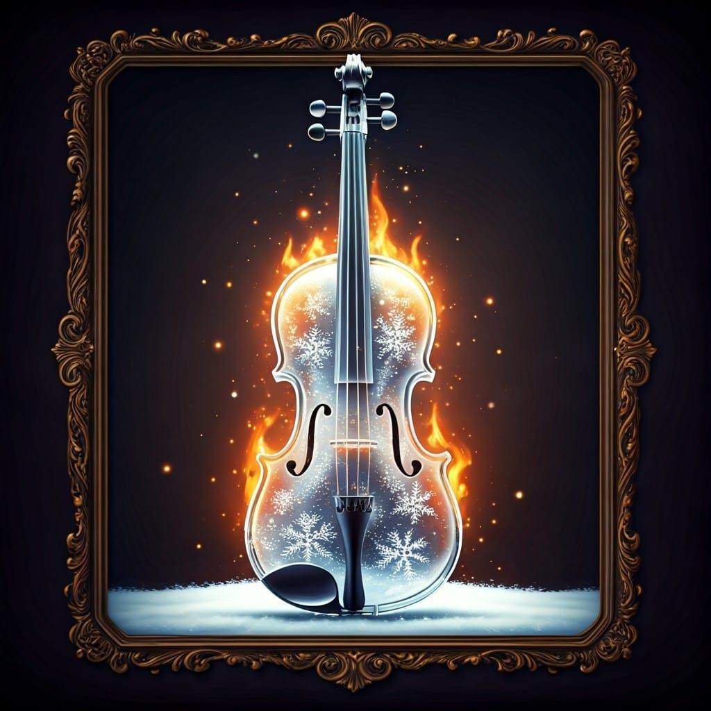 Glass Violin in Baroque Winter Wonderland