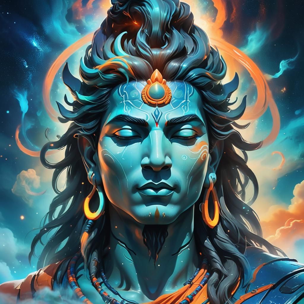 Futuristic Shiva Head in Space Concept Art