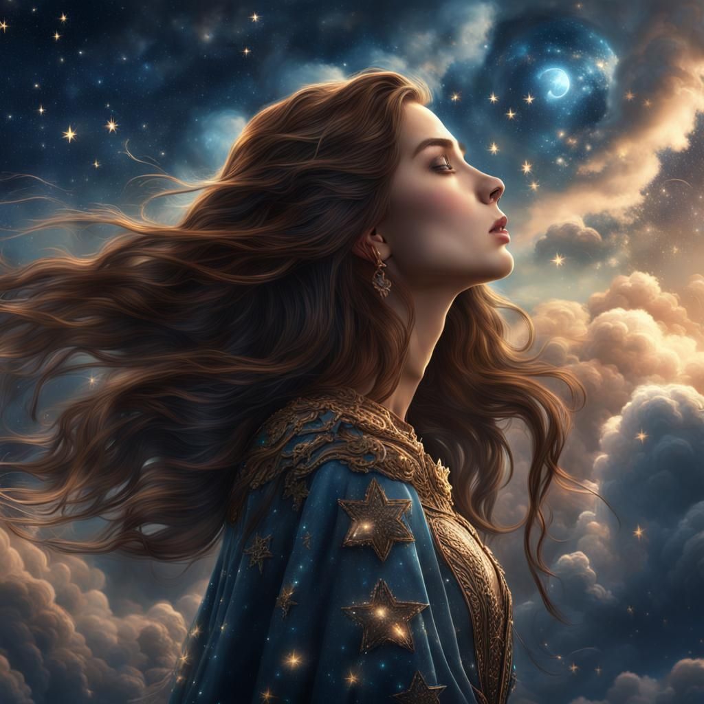 Angelbabies Kiss in a Starry Sky