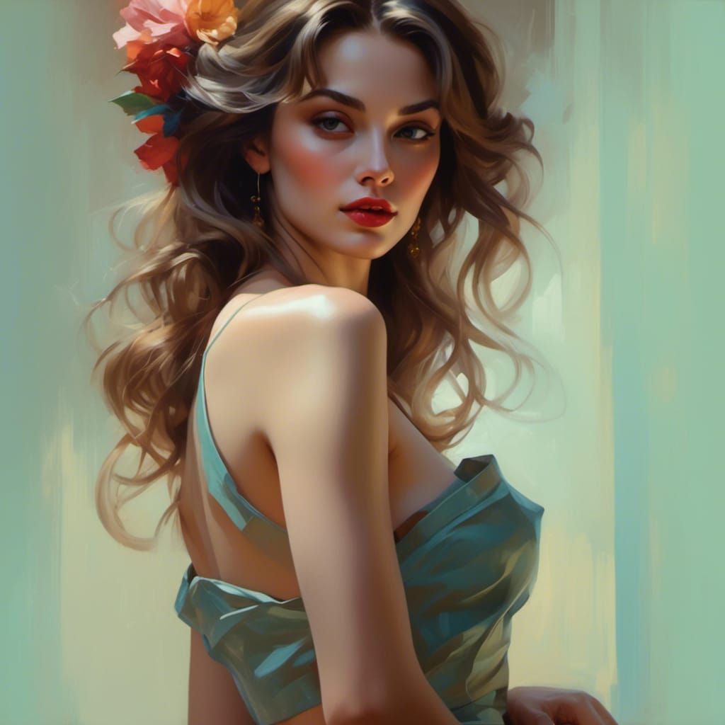 Glamorous Artist Muse in Art Nouveau Style