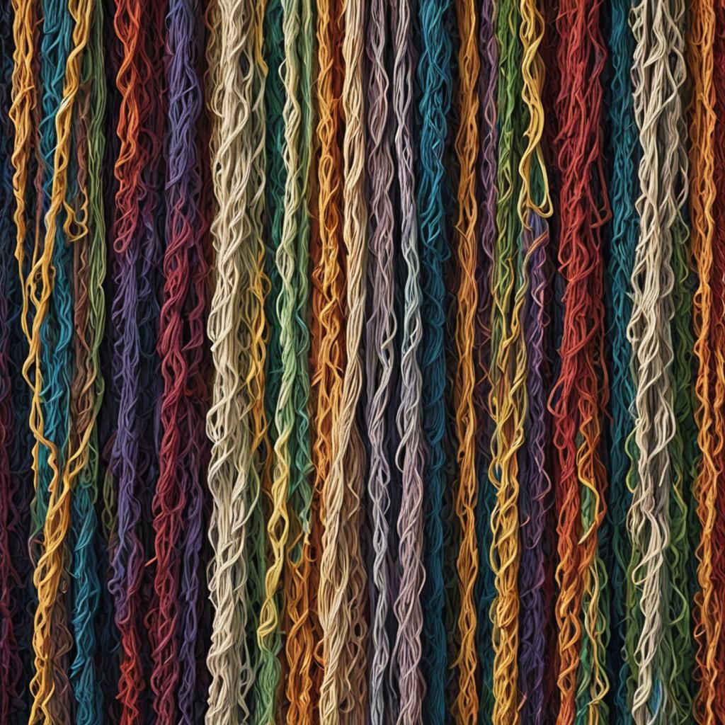Rainbow Yarn Curtain: Detailed Fantasy Concept Art
