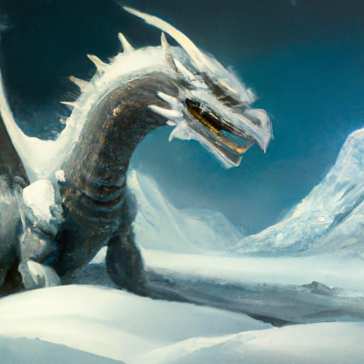 Winter Dragon in Oil Painting Style