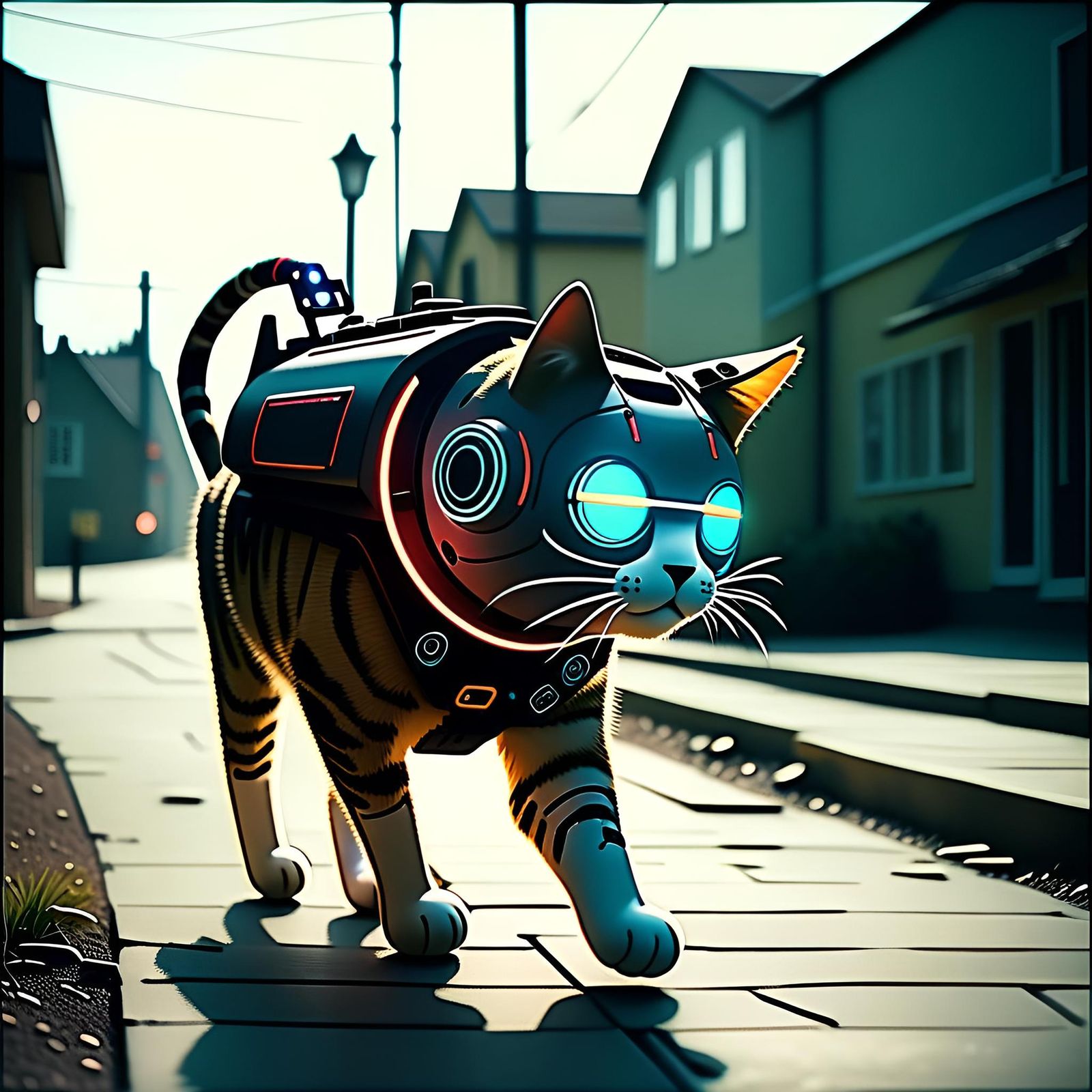 Cyborg Cat Going for a Walk