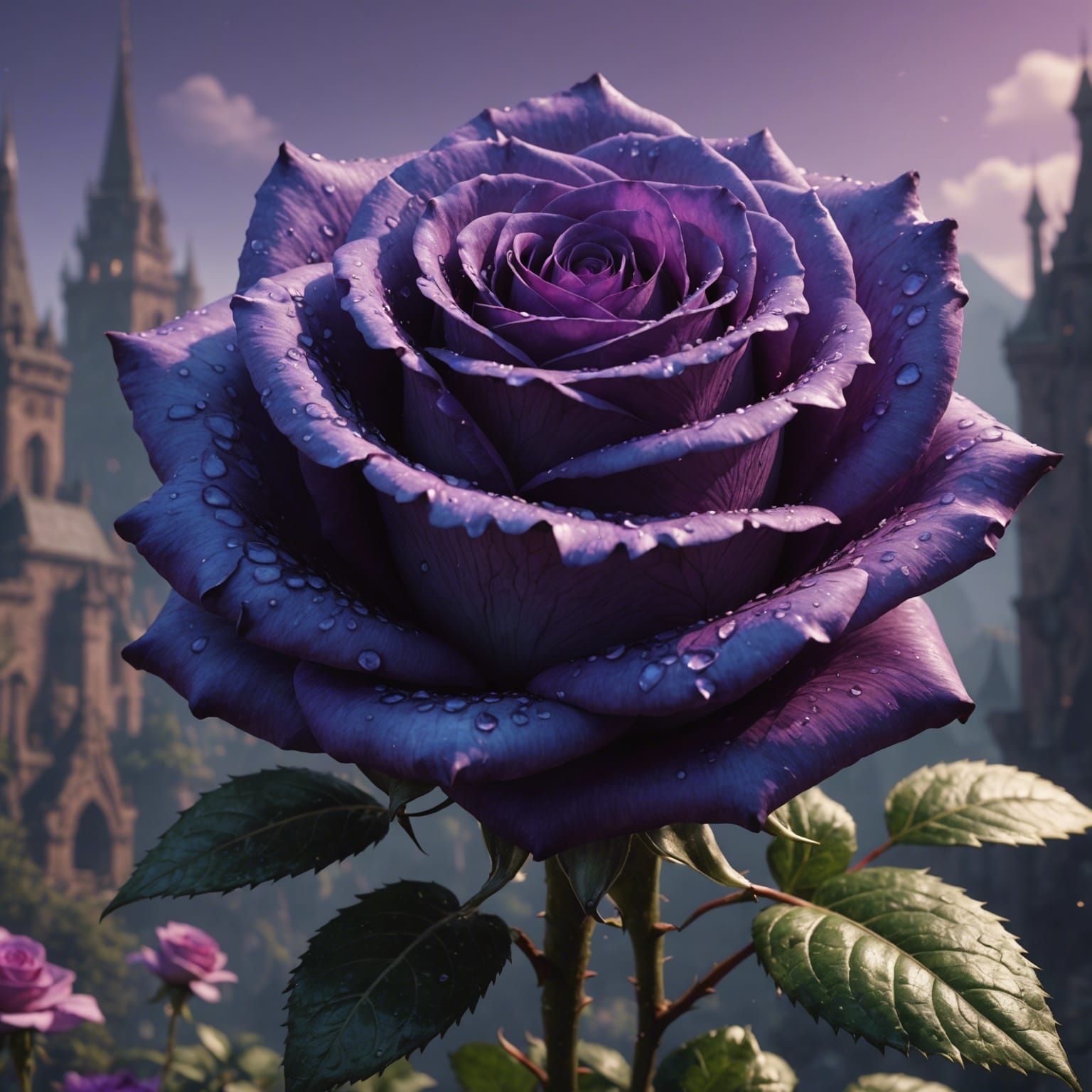 Perfect Purple Rose in Detailed Matte Painting
