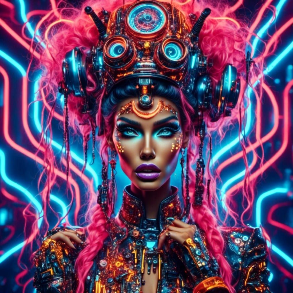 Asian Android Portrait in Digital Art Style