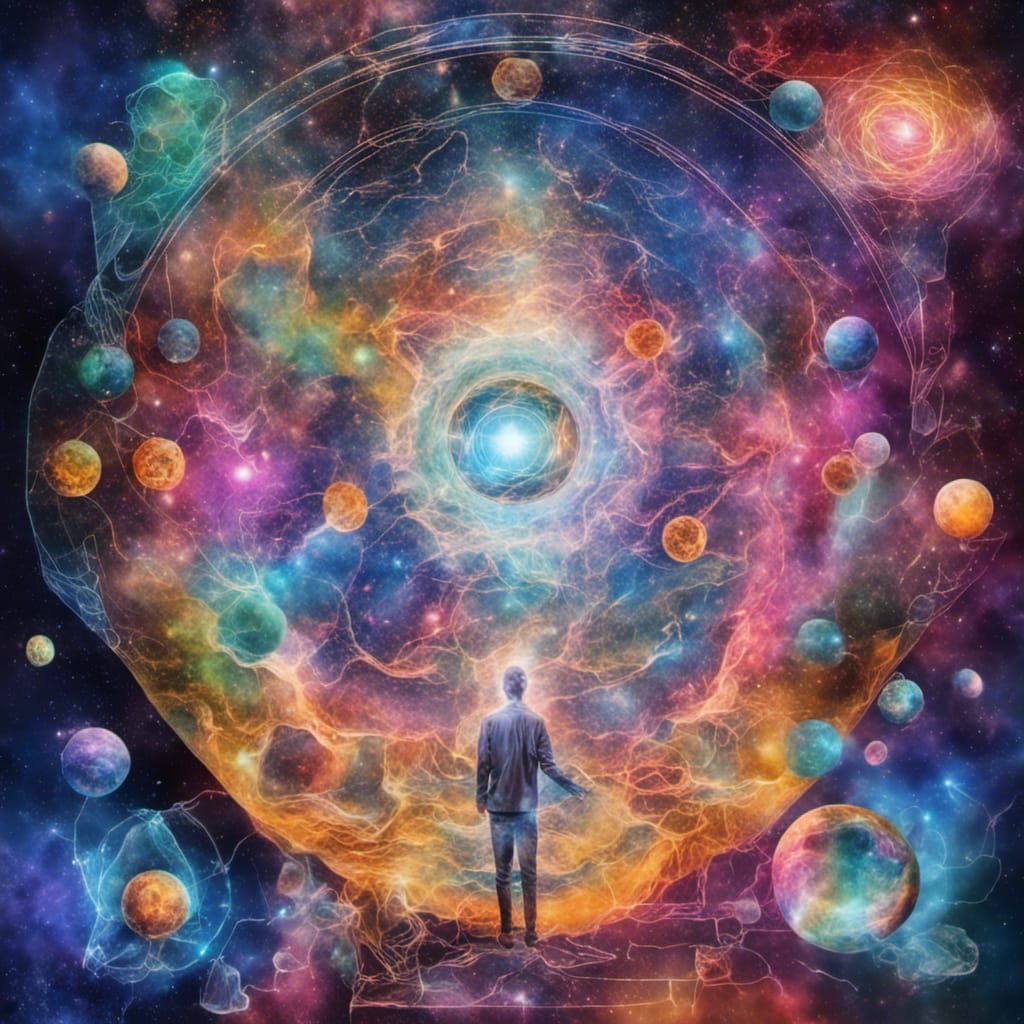 Adaptogen Blend Packaging: Cosmic Holographic Illustration