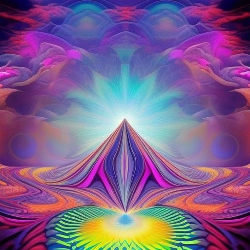 Beautiful psychedelic optical illusion with purples, blues, greens, magenta pink. Whimsical vibes, colorful vibes, magic...