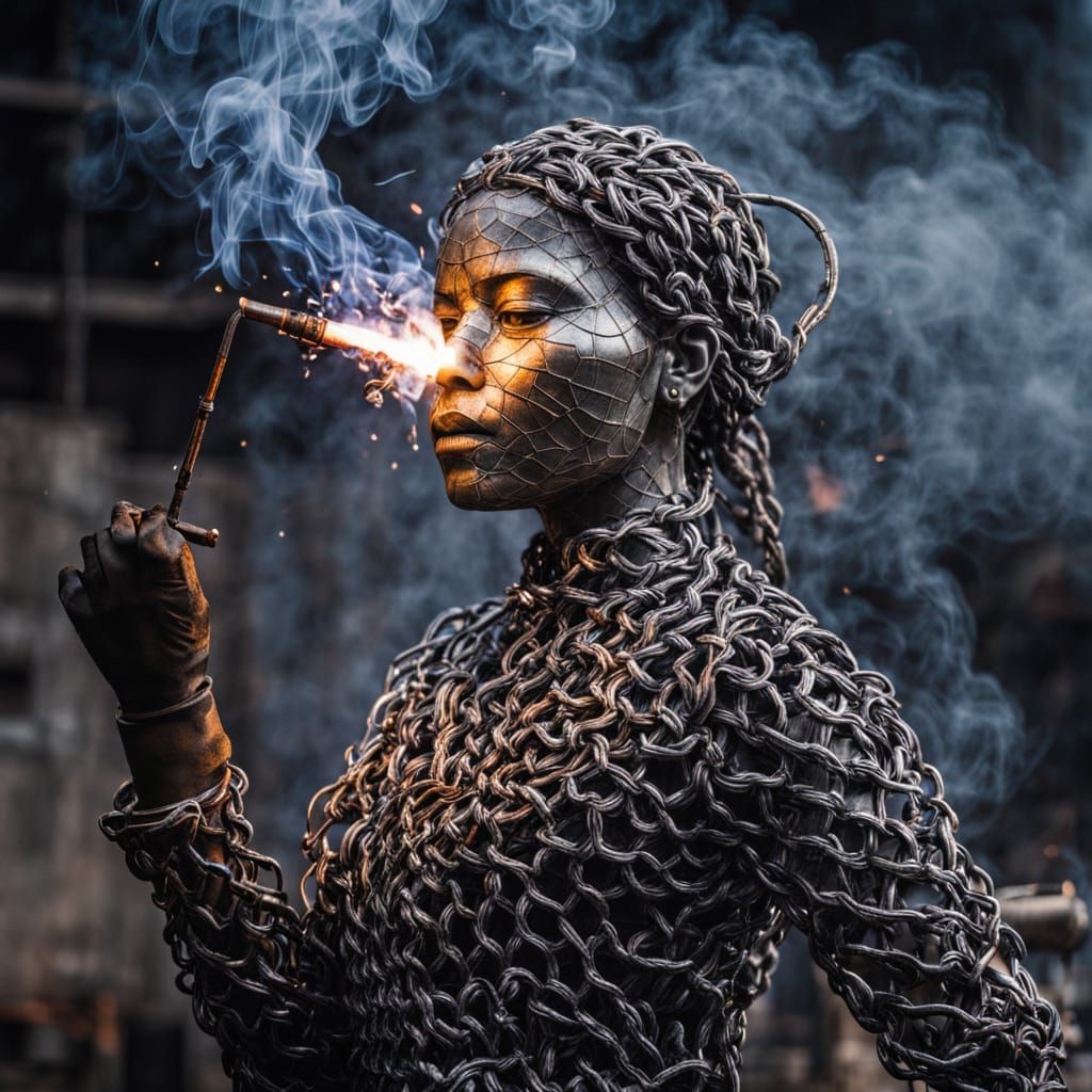 Woman Crafts Magic from Welding Smoke