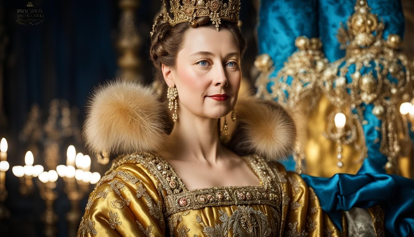 Tsarina in Golden Gown and Fur, 1698 Era