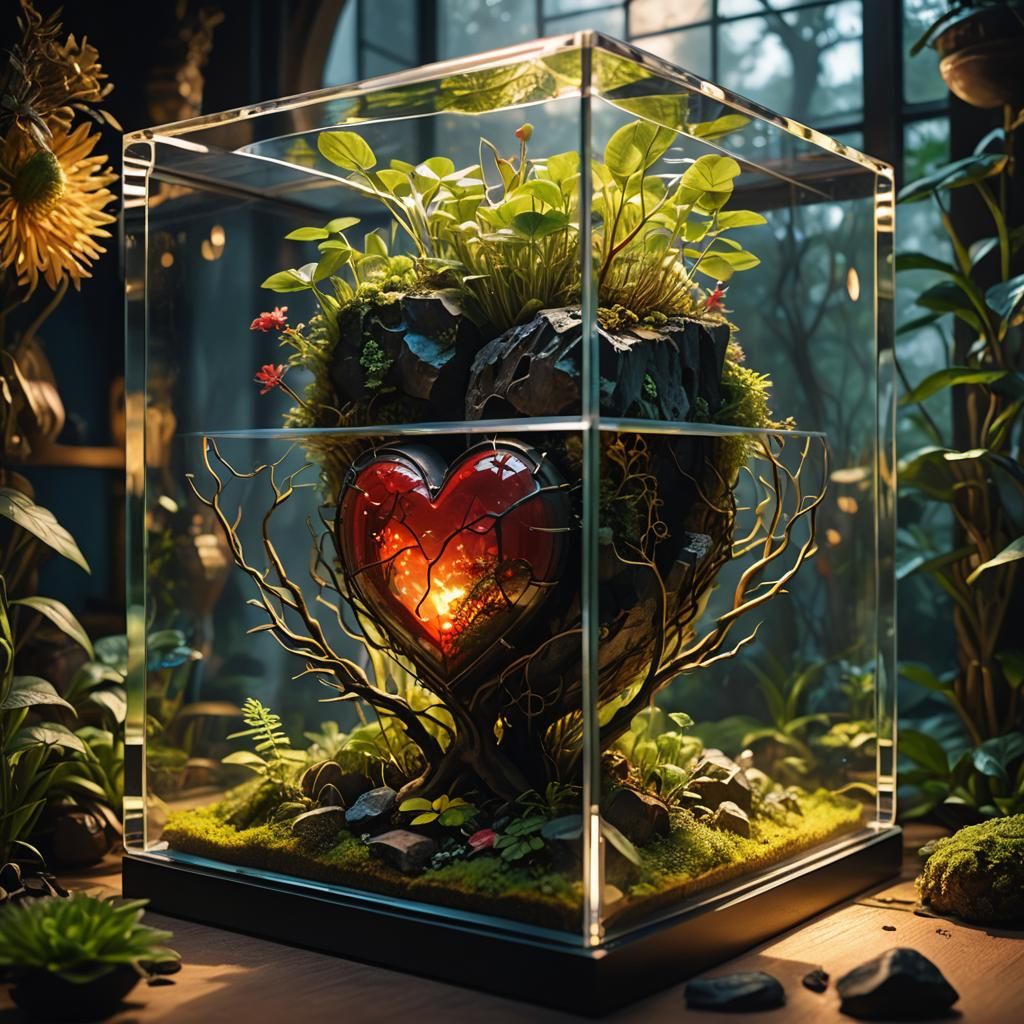 Heart Terrarium in Techno Shamanism Style