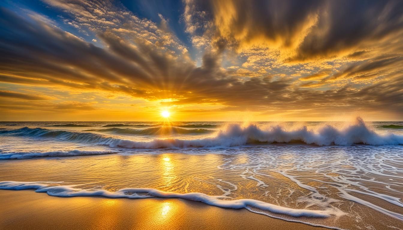 Golden Sunrise Over Glittering Seascape