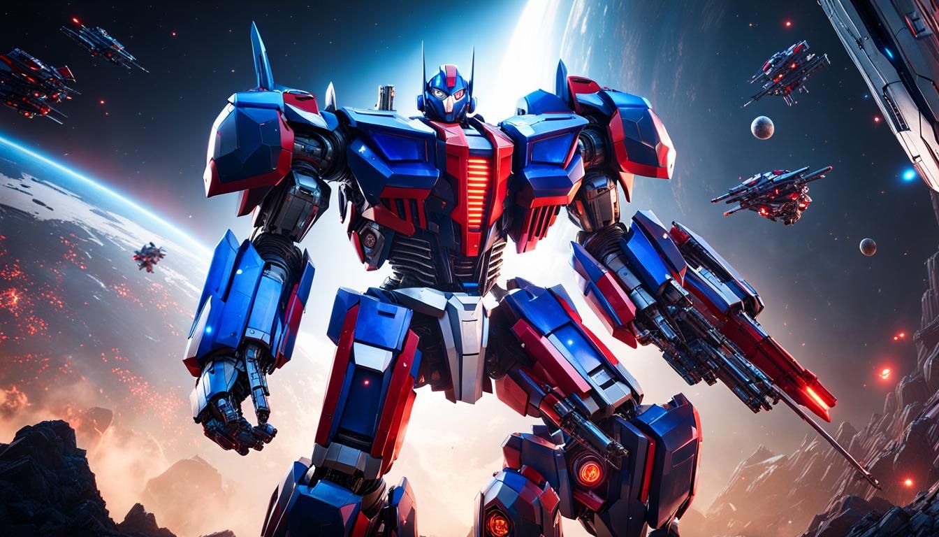 Gigantic Robot Floating in Space, Sci-Fi Art