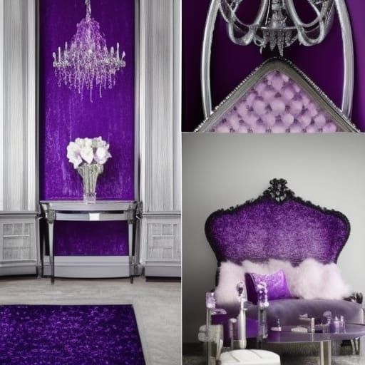 ombre Purple,silver penthouse with ombre purple, sliver walls& White opal frames& amethyst accents& purple ethereal goth...