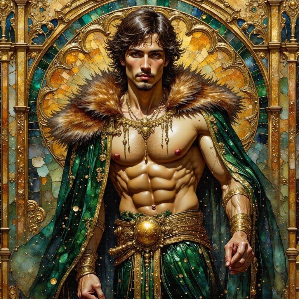 Gothic Nouveau Portrait with Gold Foil Effects