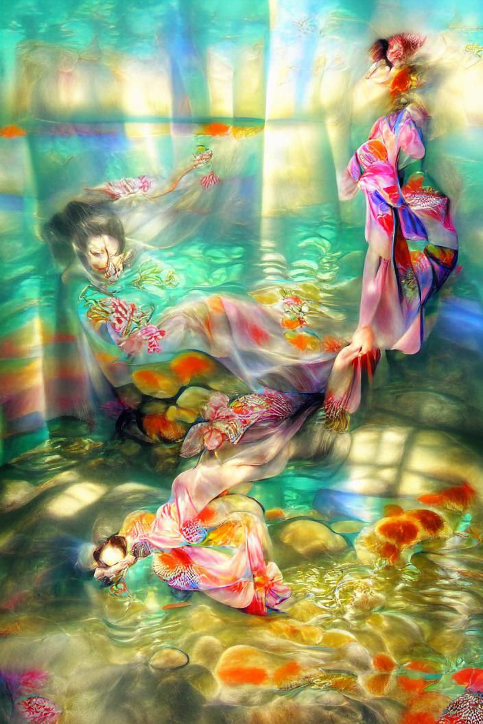 Underwater Kimono Woman in Sunlight
